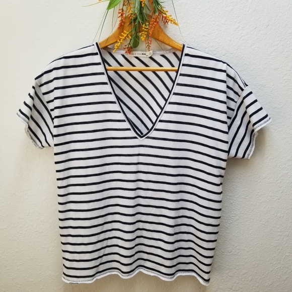 rag & bone Tops - rag & bone Women's Navy White Dakota Striped Tee